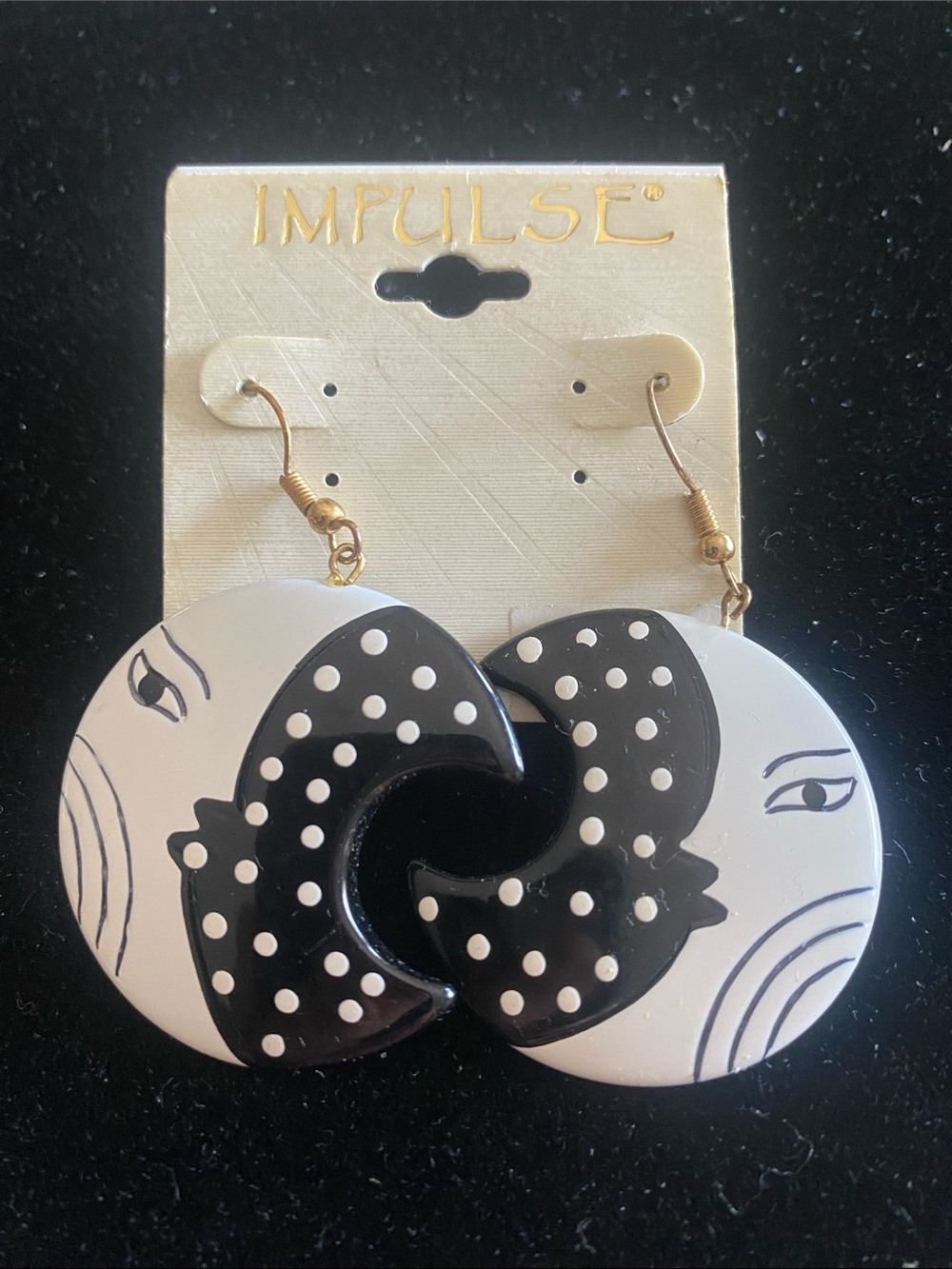 Pulse Black & White Polka Face Drop Earrings
